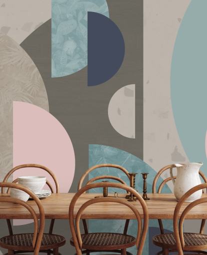 papier peint formes rose et bleu pastel