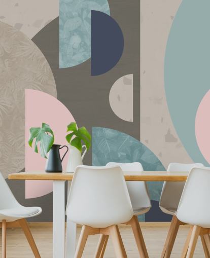 papier peint formes rose et bleu pastel