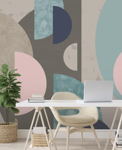 pastel pink and blue shapes wallpaper