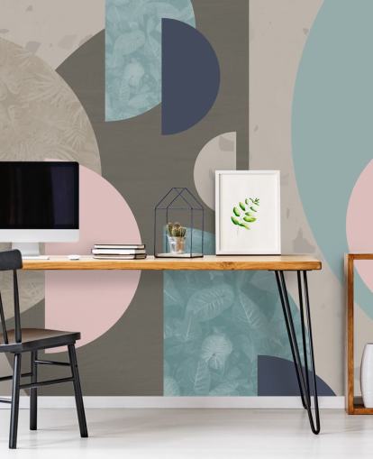 pastel pink and blue shapes wallpaper