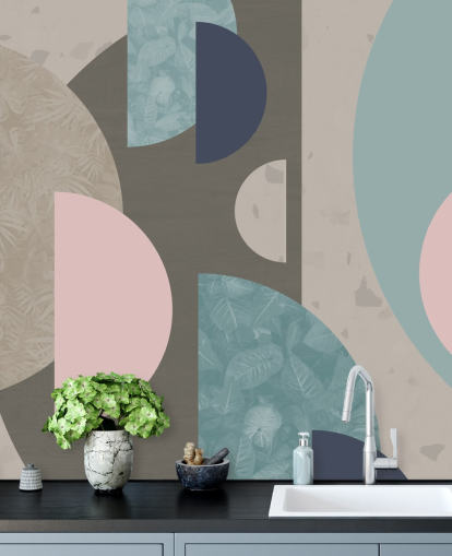 pastel pink and blue shapes wallpaper