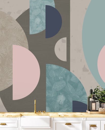 pastel pink and blue shapes wallpaper