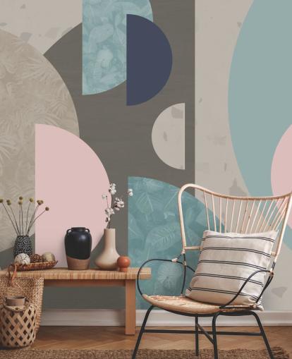 pastelroze en blauwe vormen behang pastelroze en blauwe vormen behang