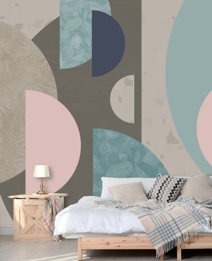 pastelroze en blauwe vormen behang pastelroze en blauwe vormen behang