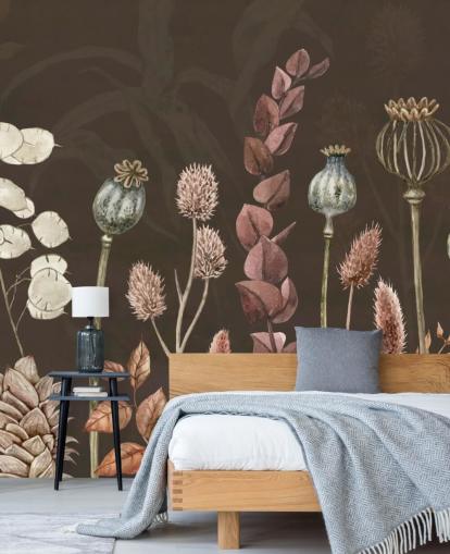 brown, orange botanical wallpaper by Sir Edward