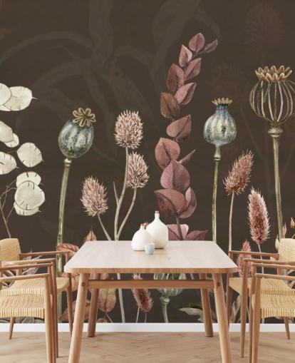 brown, orange botanical wallpaper by Sir Edward