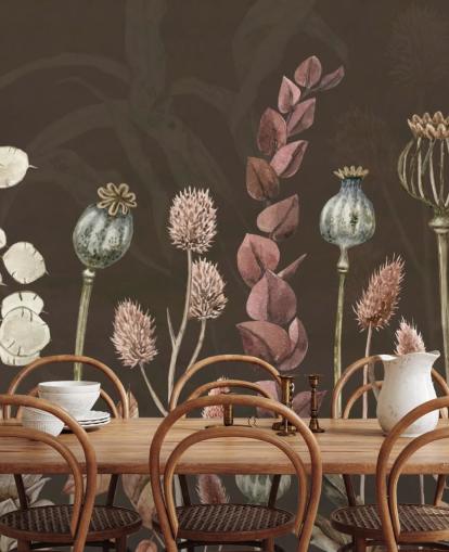 papier peint botanique marron et orange de Sir Edward