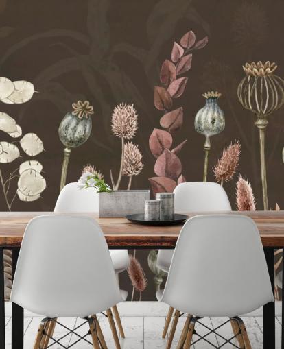 papier peint botanique marron et orange de Sir Edward