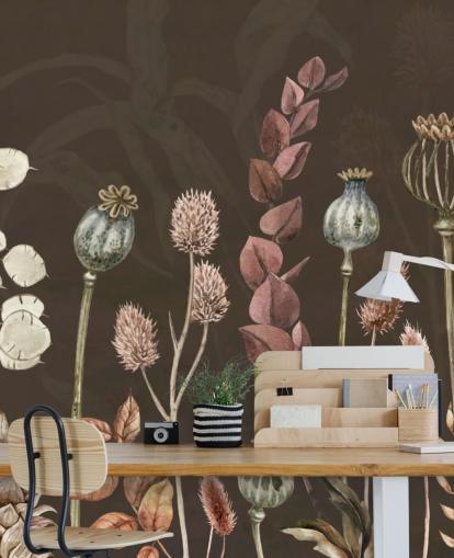 brown, orange botanical wallpaper by Sir Edward
