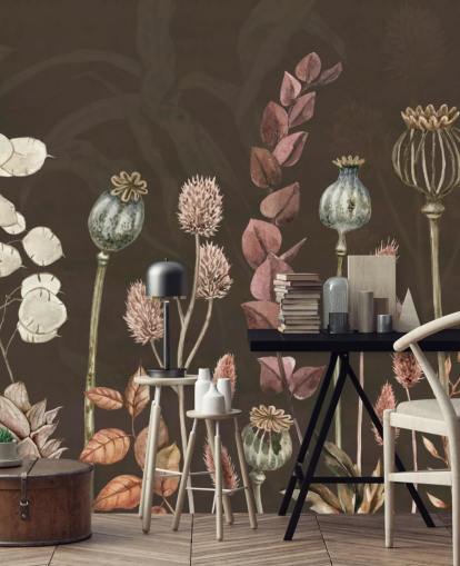 brown, orange botanical wallpaper by Sir Edward