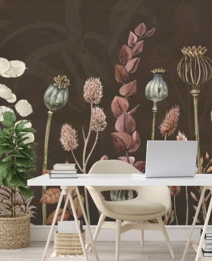 brown, orange botanical wallpaper by Sir Edward