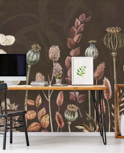 papier peint botanique marron et orange de Sir Edward