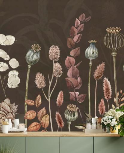 papel de parede botânico marrom e laranja de Sir Edward papel de parede botânico marrom e laranja de Sir Edward