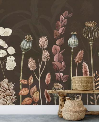 brown, orange botanical wallpaper by Sir Edward