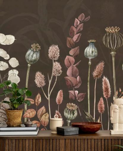 brown, orange botanical wallpaper by Sir Edward