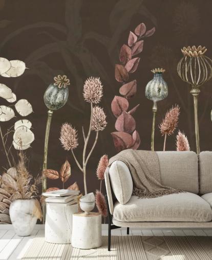 brown, orange botanical wallpaper by Sir Edward