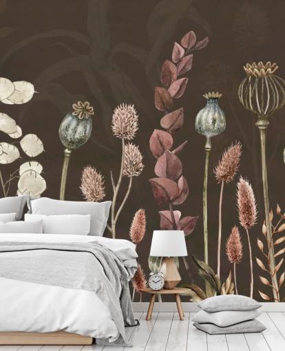 brown, orange botanical wallpaper by Sir Edward brown, orange botanical wallpaper by Sir Edward