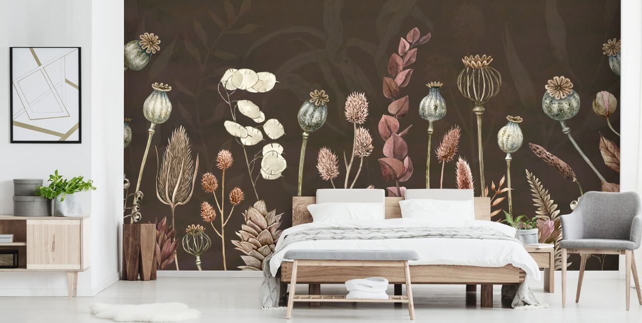 papier peint botanique marron et orange de Sir Edward