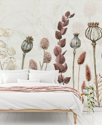 burnt orange, brown and creamy flowers wallpaper