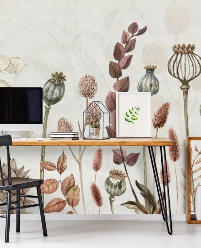 brända orange, bruna och krämiga blommor tapeter