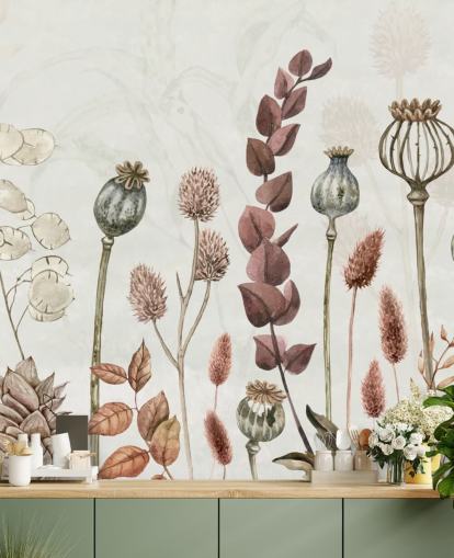 brændt orange, brun og cremet blomster tapet brændt orange, brun og cremet blomster tapet