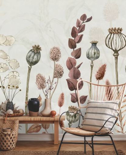 verbrannte orange, braune und cremige Blumen Tapete verbrannte orange, braune und cremige Blumen Tapete