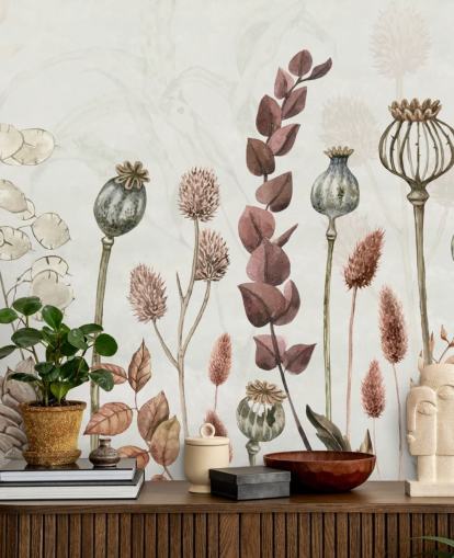 brent oransje, brun og kremet blomster tapet brent oransje, brun og kremet blomster tapet