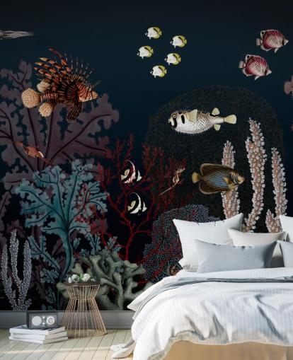 fondo de pantalla muy oscuro de arrecifes de coral y peces vintage fondo de pantalla muy oscuro de arrecifes de coral y peces vintage