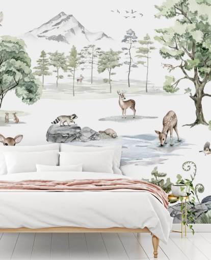 schattig behang voor de kinderkamer van bosdieren schattig behang voor de kinderkamer van bosdieren