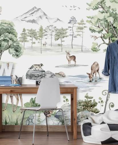 adorable forest animals nursery wallpaper