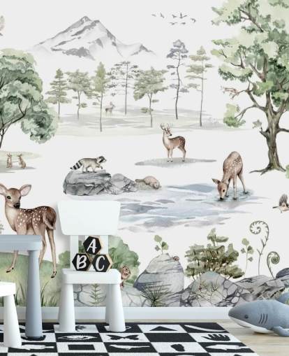 adorable forest animals nursery wallpaper