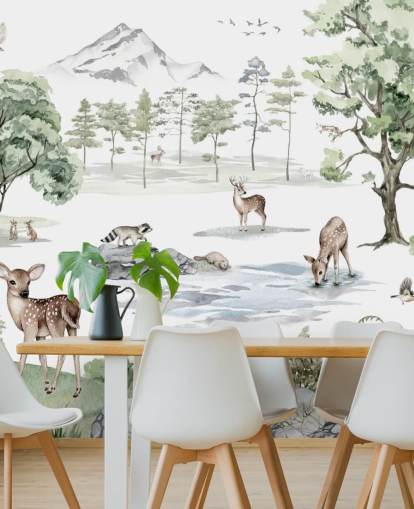 adorable fondo de pantalla de guardería de animales del bosque