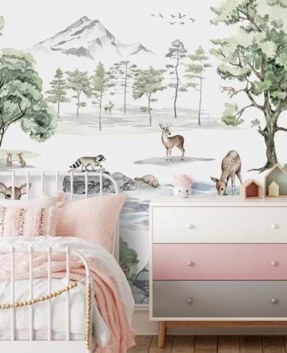 adorable forest animals nursery wallpaper