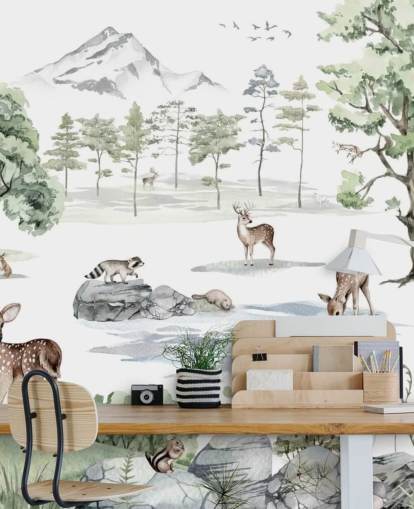 adorable forest animals nursery wallpaper