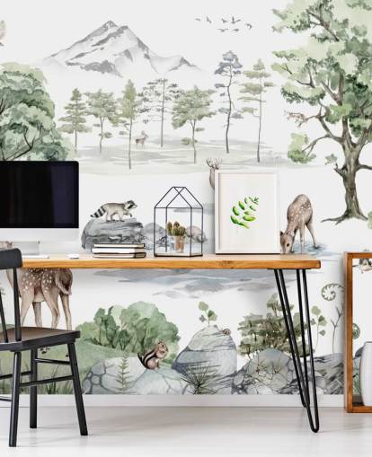 adorable forest animals nursery wallpaper