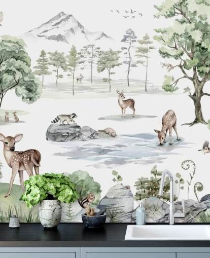 adorable forest animals nursery wallpaper