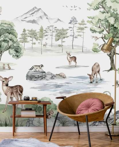 adorable forest animals nursery wallpaper