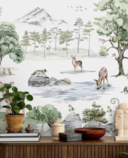 adorable fondo de pantalla de guardería de animales del bosque