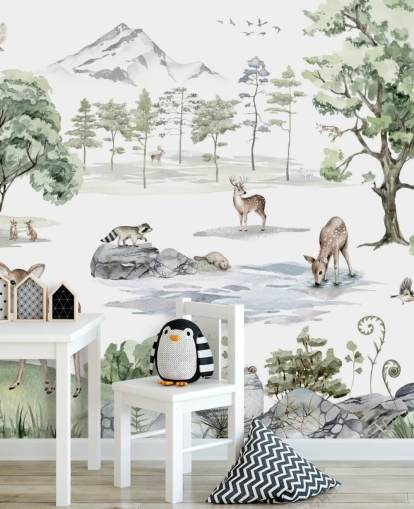 yndige skovdyr planteskole tapet