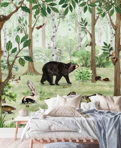 fondo de pantalla de animales del bosque en un bosque