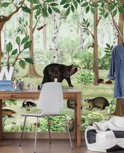 fondo de pantalla de animales del bosque en un bosque