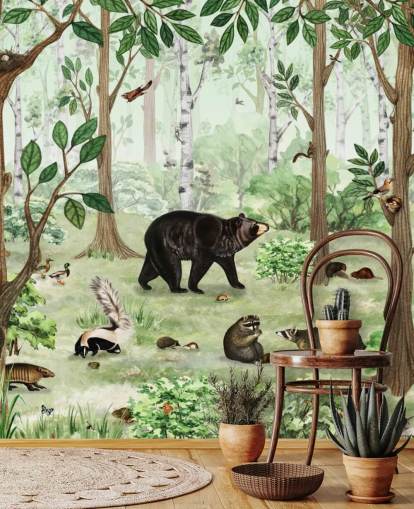 fondo de pantalla de animales del bosque en un bosque