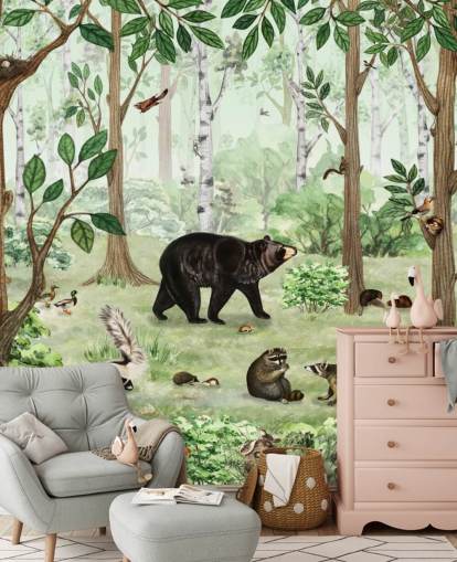 fondo de pantalla de animales del bosque en un bosque