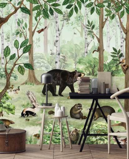 papier peint animaux des bois dans une forêt