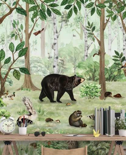 woodland animals in a forest wallpaper woodland animals in a forest wallpaper