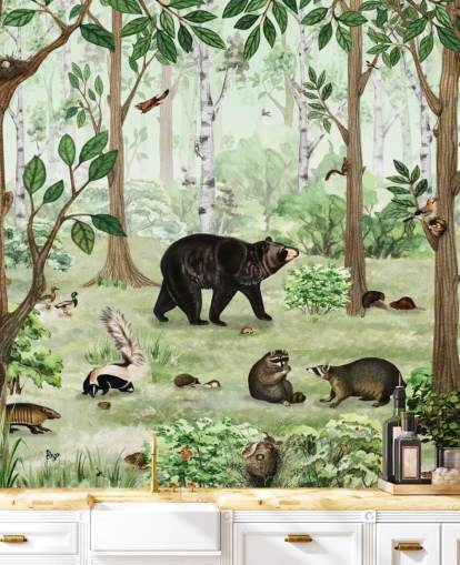fondo de pantalla de animales del bosque en un bosque