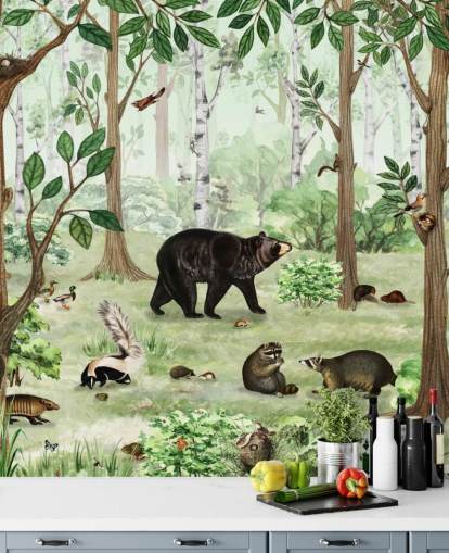 woodland animals in a forest wallpaper woodland animals in a forest wallpaper