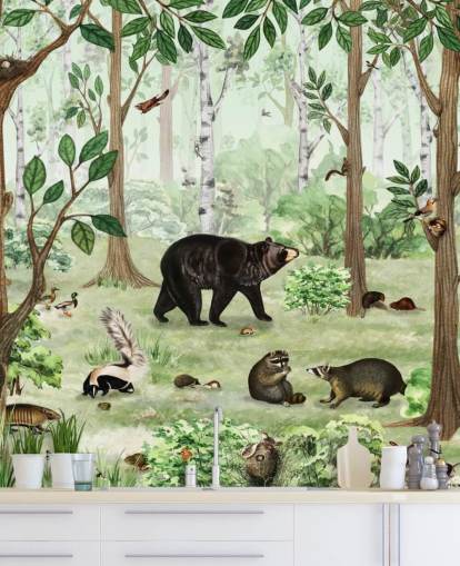 fondo de pantalla de animales del bosque en un bosque