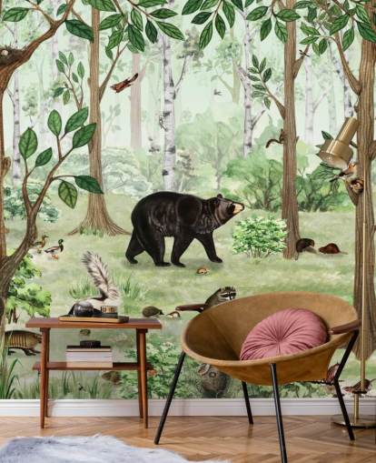 woodland animals in a forest wallpaper woodland animals in a forest wallpaper