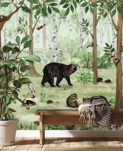 woodland animals in a forest wallpaper woodland animals in a forest wallpaper
